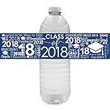 Class of 2018 Graduation Party Water Bottle Labels, 24 Count (Blue)