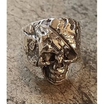 Totenkopf Ring Sterlingsilber 925 Skull Ring signierte Handarbeit