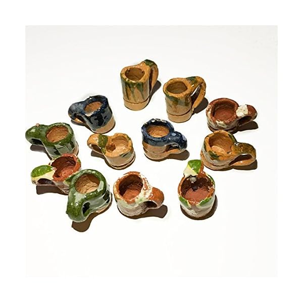 12 Mini Mexican Pottery Ceramic Mud Mugs Jarritos For Arts and Crafts