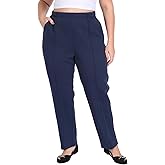 HDE Women's Plus Size Pintuck Pull On Sweatpants with Pockets