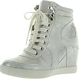 Top Moda Eric-9 High Top Lace Up Womens Wedge Sneakers