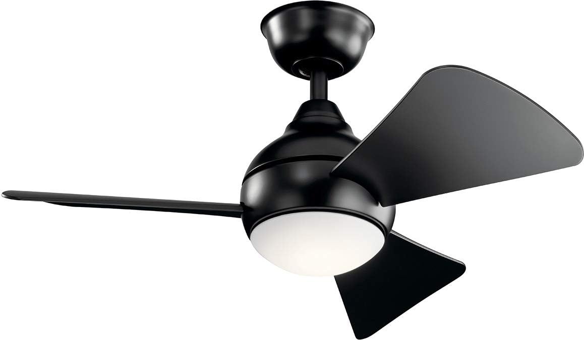 Kichler 330150sbk Sola 34 Outdoor Ceiling Fan W Led Lights Wall
