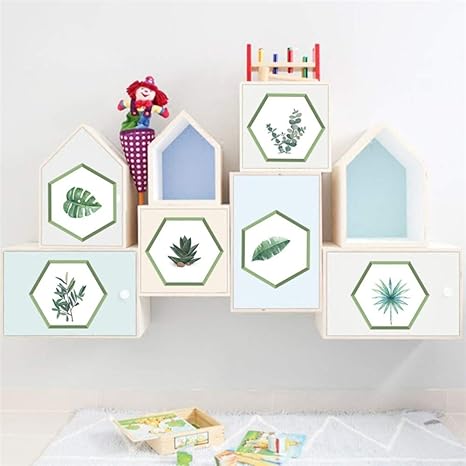 Plantas Verdes Hoja 17 * 19 Cm Pegatinas De Pared Decoración Para El