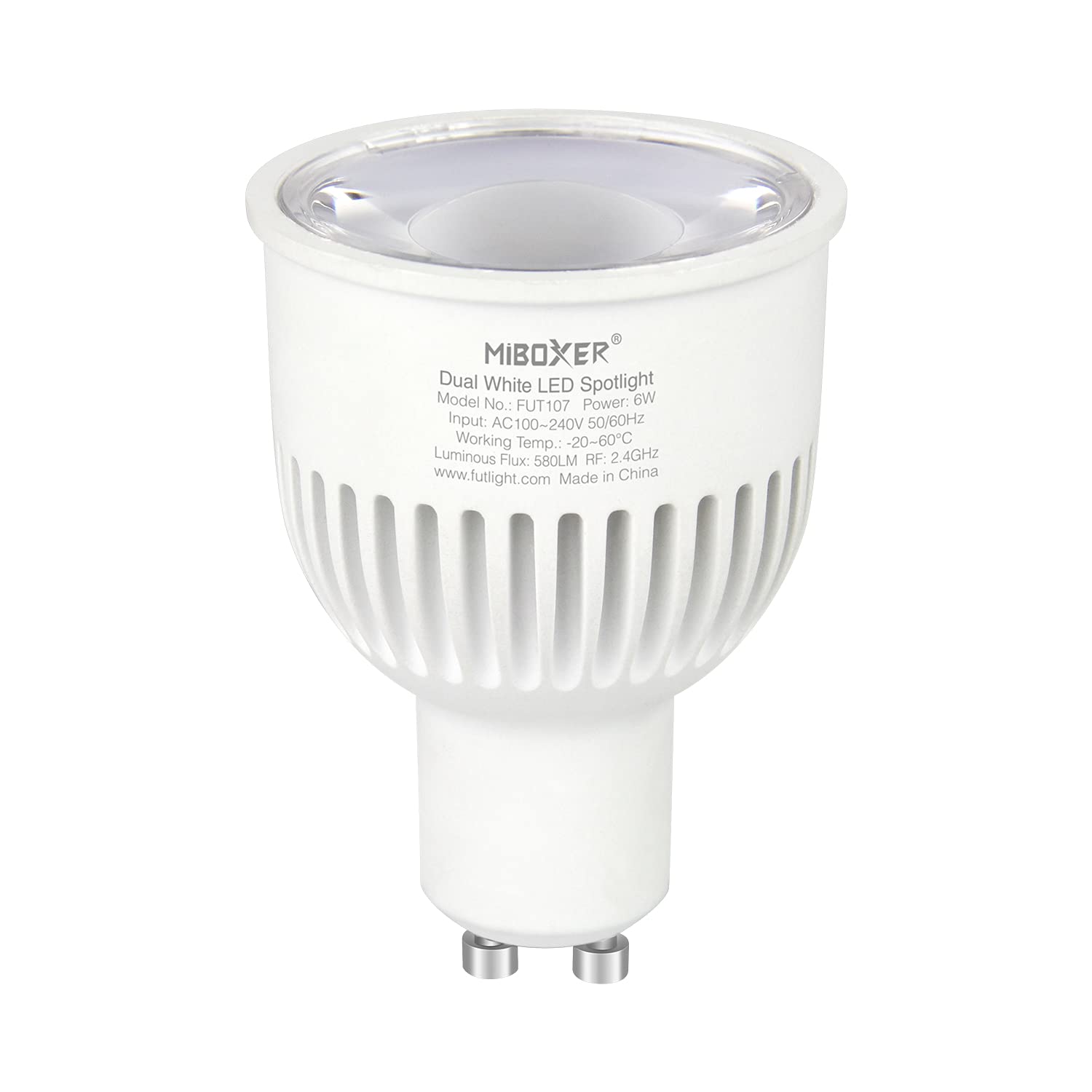 lighteu, Milight Miboxer 6W GU10 Dual White LED Spotlight, Color Temperature Adjustable and Brightness dimmable, fut107