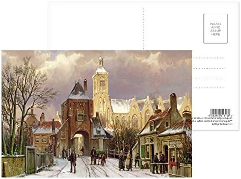 Winter Scene in Amsterdam by Willem Koekkoek - Postcard (Pack of 8) - 6x4 inch - Art247 Highest Quality - Standard Size - Pack Of 8