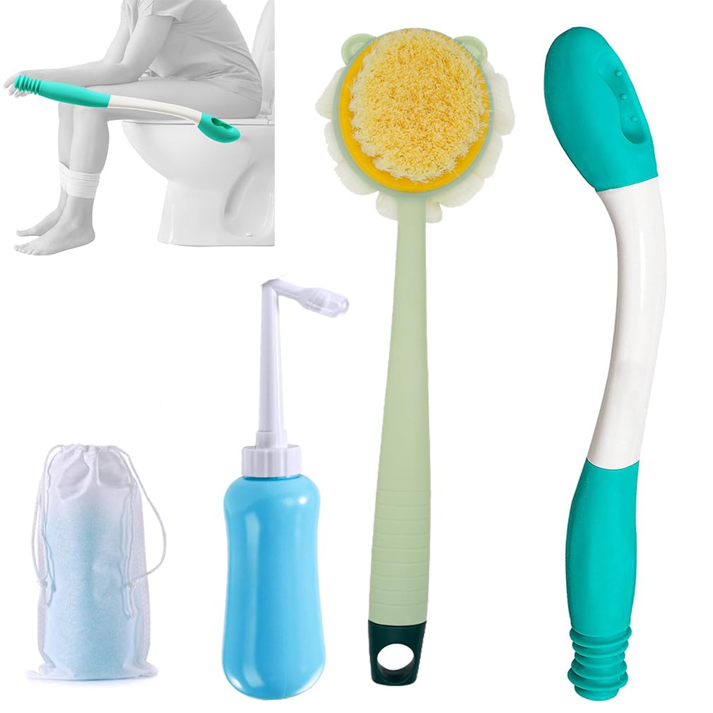 Toilet Aids for Wiping Bottom Set 4PCS,Long Handled Sponge,Bidet Bottle,Bottom Wipers for Disabled People Overweight and Elderly