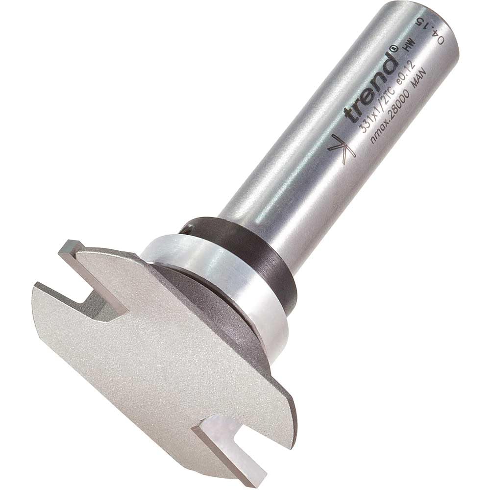 Trend Professional Aquamac 63 Recesser Router Cutter, 1/2 Inch Shank, 41.3mm Cut Diameter & 4.8mm Cut Length, Tungsten Carbide Tipped, Bearing Guided, 331X1/2TC