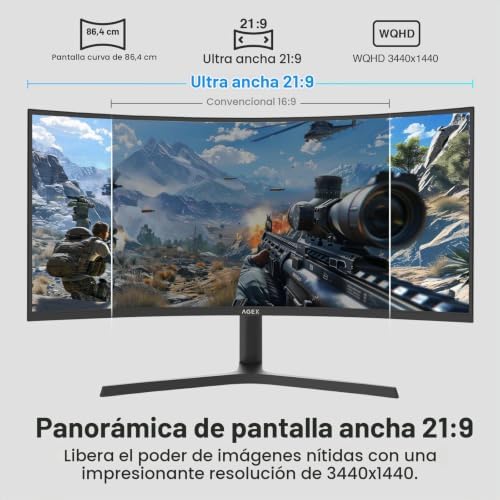 Z-Edge AGEX Monitor Gaming Curvo 34'' UWQHD 240Hz 21:9 1ms VA Pip — foto 3 de 8