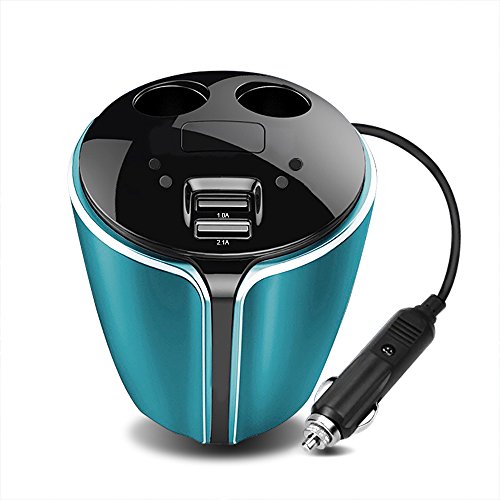 Carmate Car Cup Charger 2 Cigarette Lighter With 2 Usb Car Charger