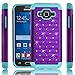 STARSHOP Compatible with Samsung Galaxy Grand Prime Case, Slim Dual Layer Armor Cover with Spot Diamond and [Premium HD Screen Protector Included] Teal Purple