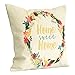 Ikevan Wreath Pillowcase Linen Square Throw Flax Pillow Case Decorative Cushion Pillow Cover Beige (18
