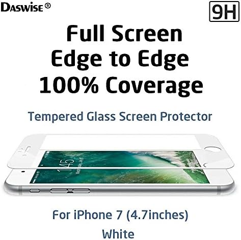 iPhone 7 Screen Protector, Daswise 2016 Full Screen Anti-scratch Tempered Glass Protectors with Curved Edge, Cover Edge-to-Edge, Screens from Drops, HD Clear, Bubble-free, Shockproof (4.7 White)