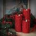 3D Flameless Pillar Candles with Remote, Set of 3 LED Candles Battery Included for Christmas Decoration and Gifts, 5,7,9 Inch (Red)