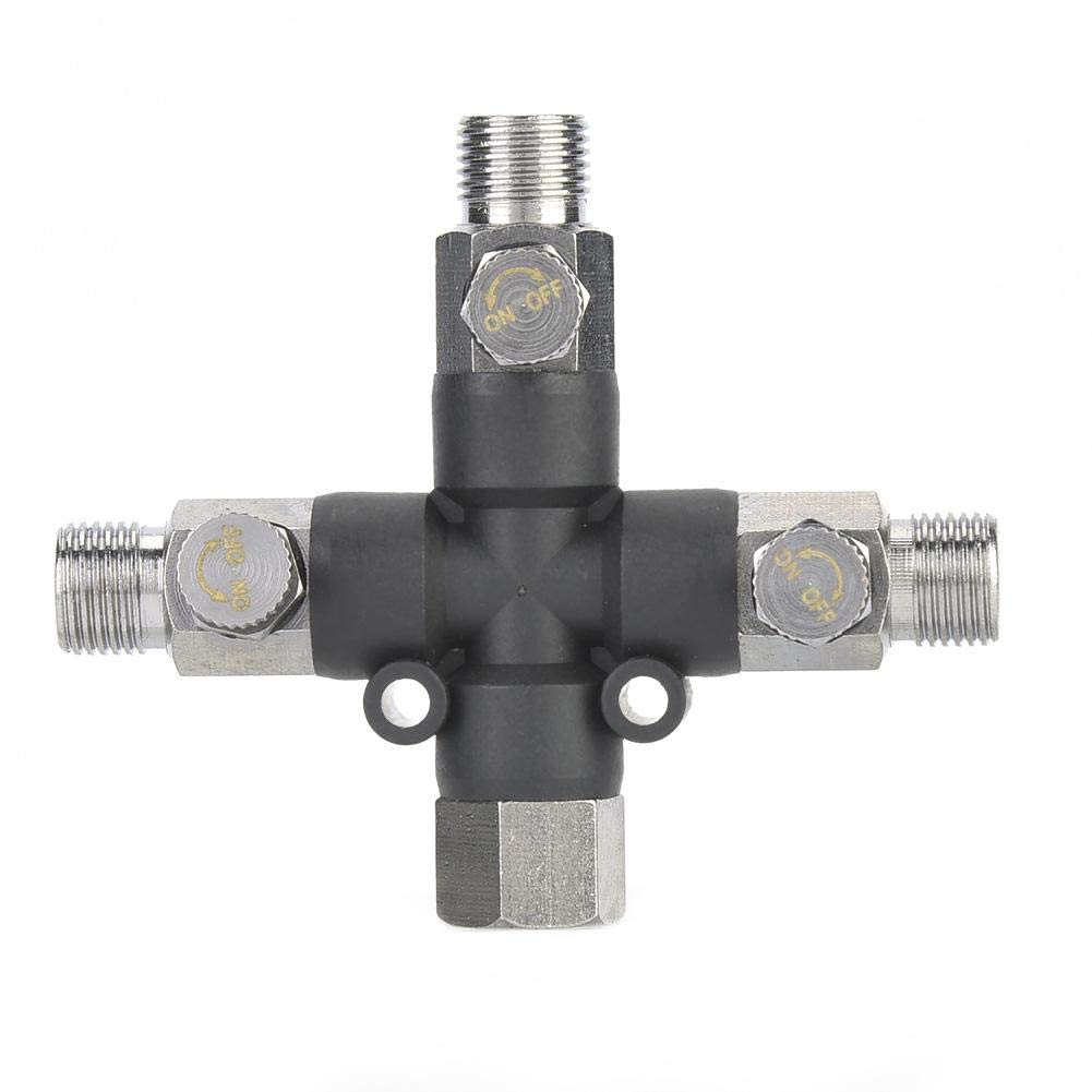 HEEPDD 1/8" Airbrush Hose Joint, 3-Way Airbrush Air Hose Splitter with Adjust Knob Valve for Artists, Cosmetologists, and DIY Enthusiasts