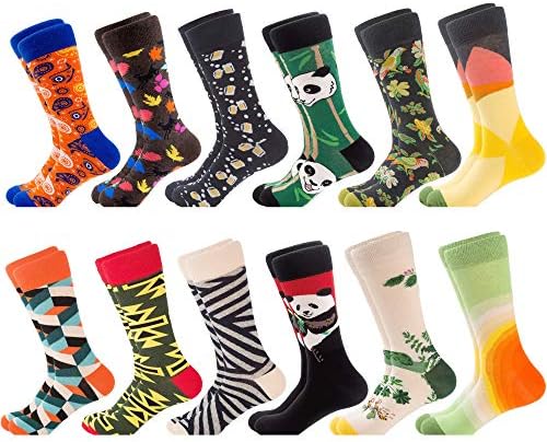Mens Dress Socks Funny Colorful Cool Crew Socks for men Cotton Crazy Novelty Socks Packs