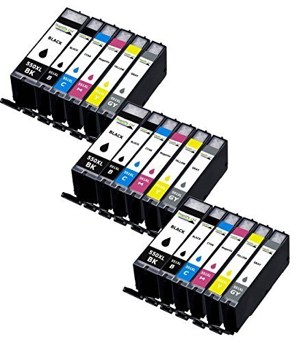 18 XL InaGiffy Compatible Ink Cartridges Replacement For Canon CLI-551XL / PGI-550XL Pixma MG5450 MG5550 MG5650 MG6350 MG6450 MG6600 MG6650 MX925 MX725 MG7150 MG7550 iP7250 iP7200 iP8750 iX6850 Printers .3X Big Black 3X Black 3X Cyan 3X Magenta 3X Yellow 3X Grey
