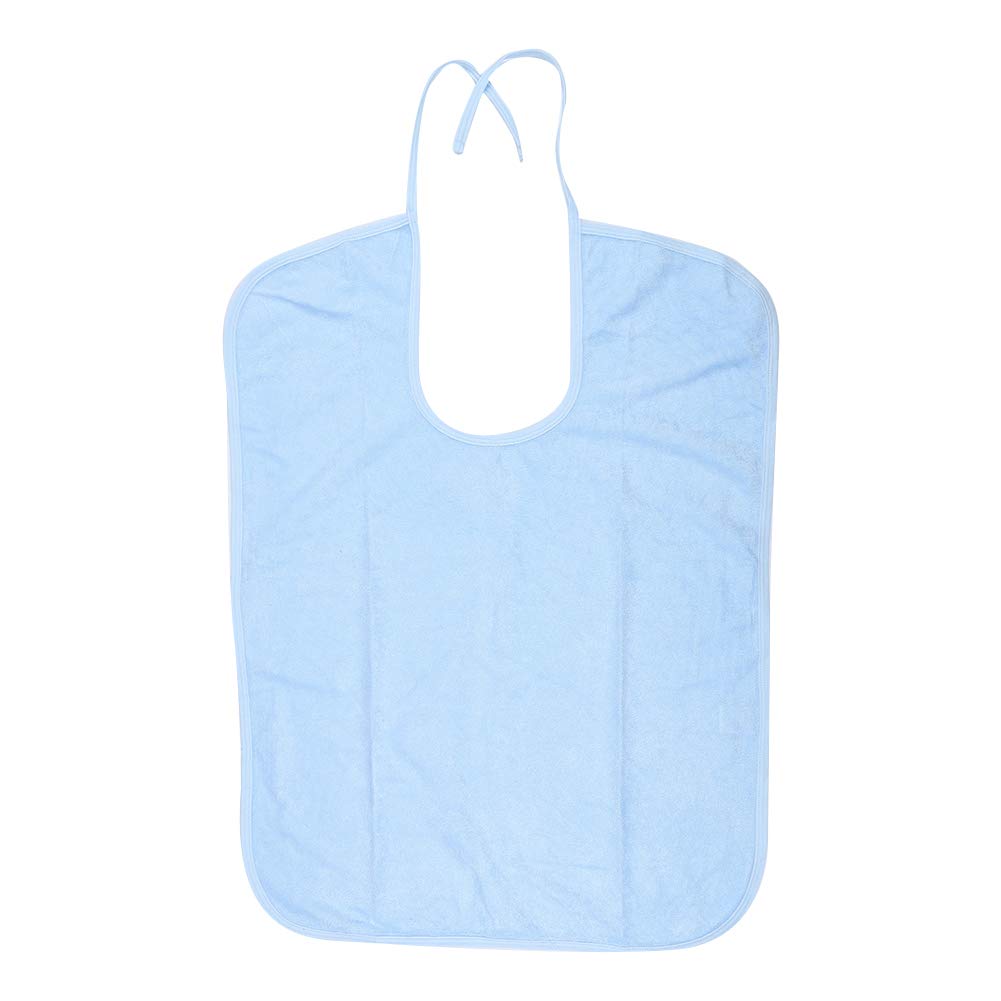 2 Color 3 Size Adult Bib, Elderly Waterproof Bib, Adult Mealtime Saliva Towel Dining Apron Clothes Bamboo Protector (M-Light Blue)