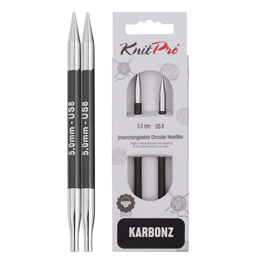 KnitPro Karbonz Interchangeable Circular Needles 5" (13cm) | 5.00 mm