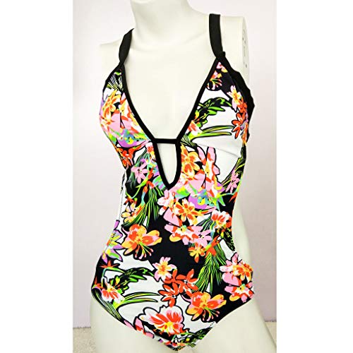 Forthery Women's One Piece Surplice Bathing Suit Ruched Tummy Control Swimsuit(Black,Small) - Thumbnail 3