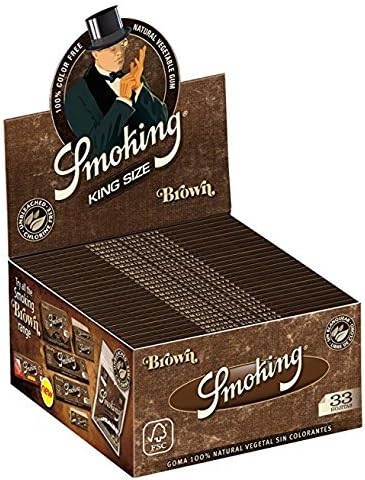 50 Smoking Brand Unbleached Brown King Size Cigarette Rolling Papers Packs (33 Leaves/Pack) + Beamer Smoke Sticker. For Legal Smoking Herbs, Rolling Tobacco, Herbal Mixes, Rollers, Injectors, RYO, MYO