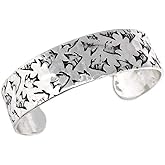 ANJU JEWELRY Engraved Metal Collection Hammered Cuff Bracelet - Angel Fish