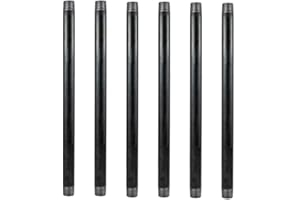 GeilSpace 6 Pack 1/2" × 16" Heavy Duty Pre-Cut Grey Metal Pipe, Industrial Steel Fits Standard Half Inch Threaded Pipes and Fittings - Vintage DIY Industrial Shelving (1/2" × 16", Grey)