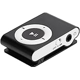 Mini MP3 Player, Portable Digital Music Media Player, Mini MP3 with Back Clip, Player with Earphone and USB Cable, up to 5H Playing Time, Support Memory Card (Black)