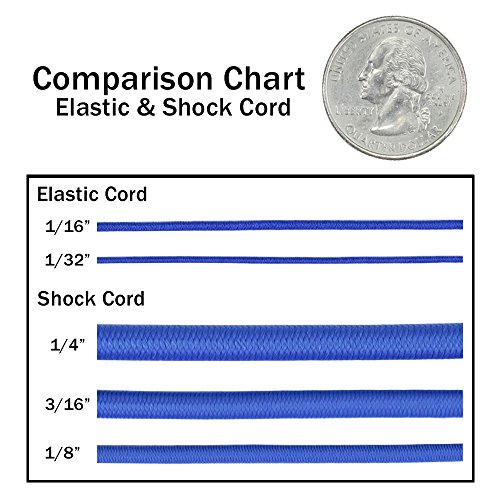 PARACORD PLANET Elastic Bungee Nylon Shock Cord 2.5mm 1/32", 1/16", 3/16", 5/16", 1/8ââu201a¬Â, 3/8", 5/8", 1/4", 1/2 Inch Crafting Stretch String 10 25 50 100 Foot Lengths Made In Usa