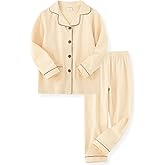 ACESTAR Kids Girls Boys Cotton Pajamas Set Long Sleeve Button Down Pjs Sleepwear Loungewear 2 Piece Set for Daily Size 3-12