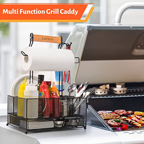 Lorbro Large Grill Utensil Caddy with Drawer, Picnic Camping Caddy with