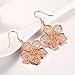 Silver Flower Dangle Earrings for Women Teen Girls Flower Drop Earrings Plated Sterling Silver by DreamSter (18K Rose Gold Plated)…