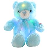 sofipal LED Teddy Bears Stuffed Animals, Cute Glow Bear Plush Toys Creative Colorful Luminous Light Up Doll Gifts for Bedroom, Kids, Baby, Valentine,Blue,18 inch