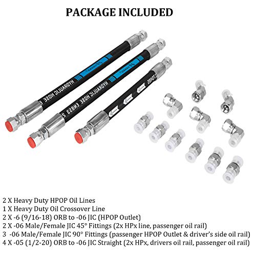 High Pressure Oil Pump HPOP Lines for 99-03 Ford 7.3L Powerstroke/Hoses Set with Crossover line