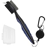 Golf Club Brush and Groove Cleaner Retractable Zip-Line Golf Cleaning Tool Golf Club Brushes with Aluminum Carabiner Oversized Head Spike Non-Slip Handle Grip Golf Club Cleaner Golf Bag Brush Tools
