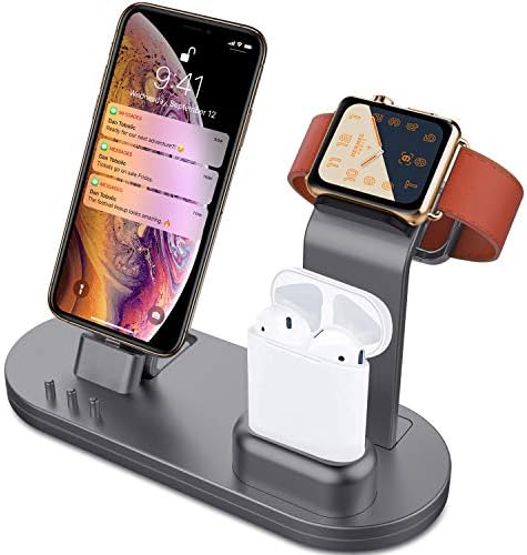 OLEBR Charging Stand Compatible with iWatch 4 iWatch Charging Stand Compatible with AirPods, iOS Watch Series 4/3/2/1/ AirPods/iPhone Xs/X Max/XR/X/8/8Plus/7/7 Plus /6S /6S Plus/iPad