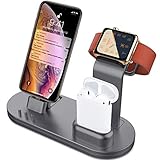 OLEBR Charging Stand Compatible with iWatch 4 iWatch Charging Stand Compatible with AirPods, iOS Watch Series 4/3/2/1/ AirPods/iPhone Xs/X Max/XR/X/8/8Plus/7/7 Plus /6S /6S Plus/iPad