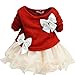 Baby Girls Dresses Long Sleeve Crochet Sweater Tops Lace Bowknot Tutu Clothing (9-12 Months, Red)