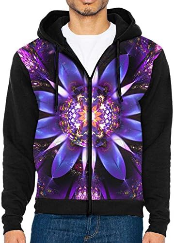 WEIYE SHENG Cozy Men's Flower Like Dimand Full Zip Hooded Sweatshirt Printing Jacket