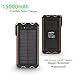 LANIAKEA 15000mAh Solar Powered Battery Charger with Cigarette lighter Function, USB Solar Panel Waterproof Power Bank Charger for Outdoor Camping Traveling Hiking, Orange