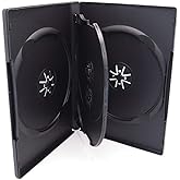 10 Pack Maxtek Standard 14mm Black Quad 4 Disc DVD Cases with Double Sided Flip Tray and Outter Clear Sleeve
