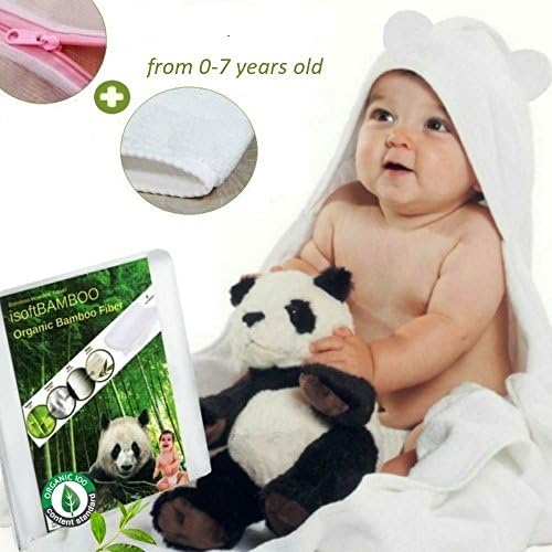 Super Soft Organic Bamboo Baby Hooded Towel &amp; Washcloth &amp; Laundering Bag Gift Set, White Bear, Thick, 35x35 Inches For Infant &amp; Toddler By ISOFTBAMBOO