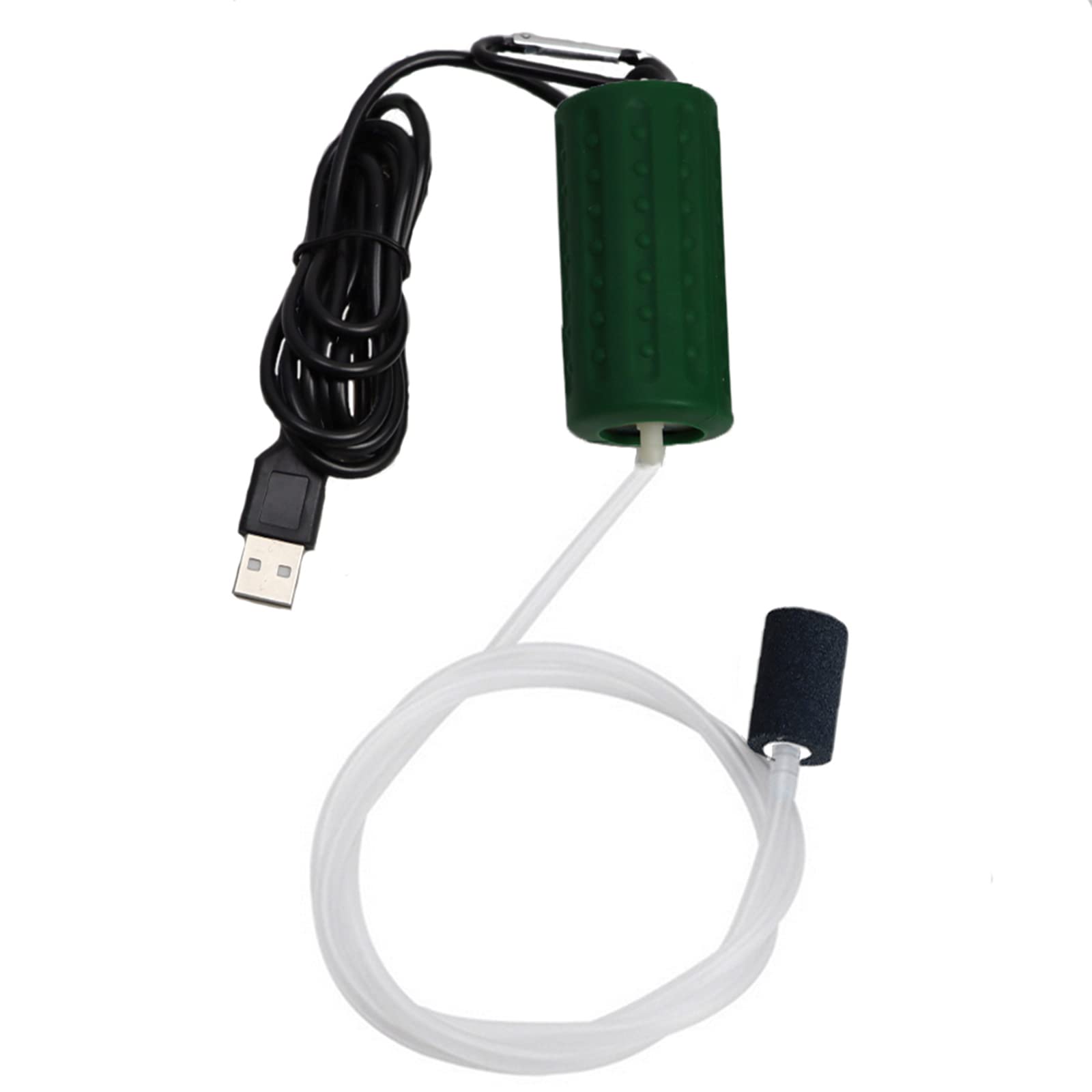 Aquarium Air Pump Mini USB Fish Tank Oxygen Air Pump Portable Ultra Silent Air Aerator Pump Energy Saving Oxygen Bubbler with Air Stone and Single Outlet Silicone Tube 1W (Dark Green)