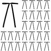 Meseey 30 Pcs Satin Bows with Twist Tie 5 x 7 Inch Pretied Premade Ribbon Bows for Tree Wreath Garland Home Decor Indoor Outdoor Decorations (Black)