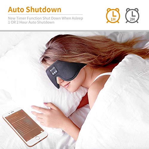 Sleep headphones With Timer ,Bluetooth 5.0 Wireless 3D Eye Mask, Bluetooth Sleep Mask with Built-in Sponge Speakers for Side Sleepers, Wireless Sleep Headphone for Sleeping, Air Travel, Meditation