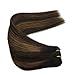 GOO GOO Clip in Hair Extensions Real Human Hair, Remy Human Hair Extensions Clip ins for Women, Natural Human Hair, 22inch 120g 7Pcs, 1B/6/1B Balayage Natural Black to Chestnut Brown