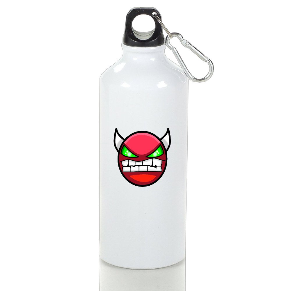 ZZYY Stylish Geometry Angry Dash Custom Sports Water Bottle White With Carabiner Hook