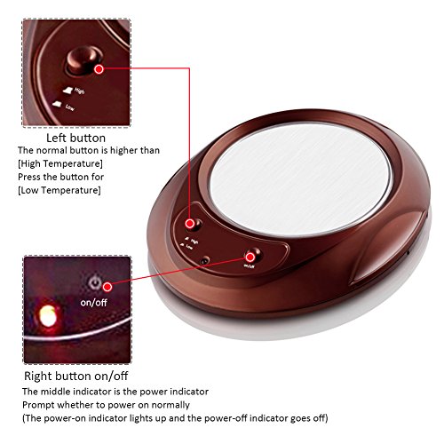 SHZONS Cup Warmer, Electric Cup Heater Thermostat Milk Heat Insulation Plate Tea Beverage Mug Warmer for Office Home with Non-Slip Foot Pad,110V - Thumbnail 2