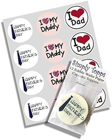 12 Dad Fathers Day Toppers Rice Paper Fairy/Cup Cake 40mm pre Cut Decoration
