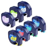 Label KINGDOM Compatible Label Tape Replacement for DYMO LetraTag Paper/Plastic Refill 1/2" x 13' for dymo Letra Tag LT-100H LT-100T Plus Label Maker, 91330 16952 91331 91332 91333 91334 91335, 7-Pack
