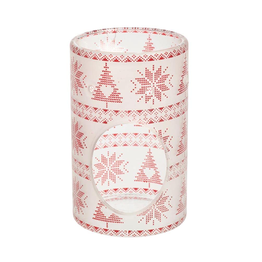 Yankee Candle Mountian Holiday Red Nordic Frosted Wax Warmer, Glass, Multi-Colour, 14cm
